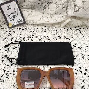 True Religion Caramel Square Sunglasses with Gradient Lenses